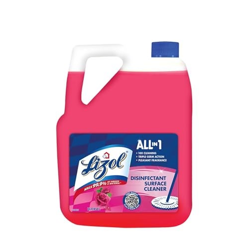 Lizol Disinfectant Surface & Floor Cleaner Liquid, Floral - 5 Litre | Suitable for All Floor Cleaner Mops | Kills 99.9% Germs| India's #1 Floor Cleaner - Image 1
