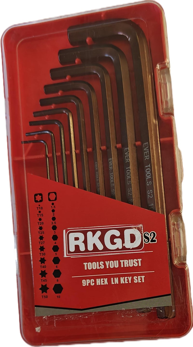 RKGD 9-Piece Extra Long Allen Key Set | Ball Point Hex Key Wrench Kit (1.5–10mm) | CR-V Heat Treated Steel L-Type Hex Wrench for Repair & DIY - Image 1