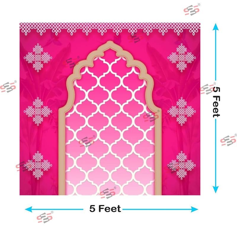S2S قماش خلفية أرش موغو لتزيين البوجا التقليدي، قماش تزيين خلفية | قماش ستارة للمهرجانات والفعاليات والمناسبات - (5 × 5 قدم) - Image 5