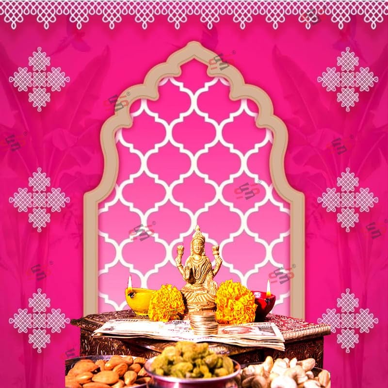 S2S قماش خلفية أرش موغو لتزيين البوجا التقليدي، قماش تزيين خلفية | قماش ستارة للمهرجانات والفعاليات والمناسبات - (5 × 5 قدم) - Image 4