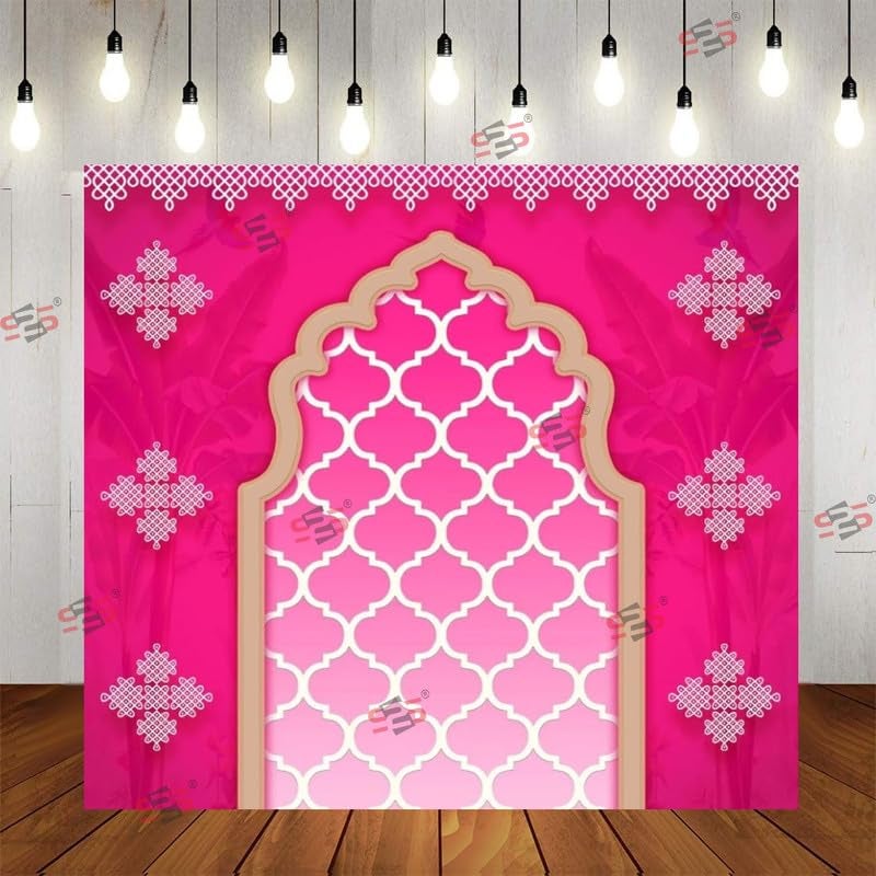 S2S قماش خلفية أرش موغو لتزيين البوجا التقليدي، قماش تزيين خلفية | قماش ستارة للمهرجانات والفعاليات والمناسبات - (5 × 5 قدم) - Image 1