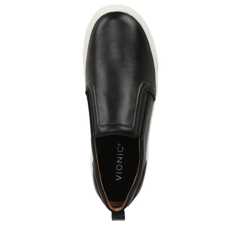 Vionic Women's Sneaker Kimmie Perf- Comfortable Slip Ons That Includes a Built-in Arch Support Black Leather 5 Wide - Image 3