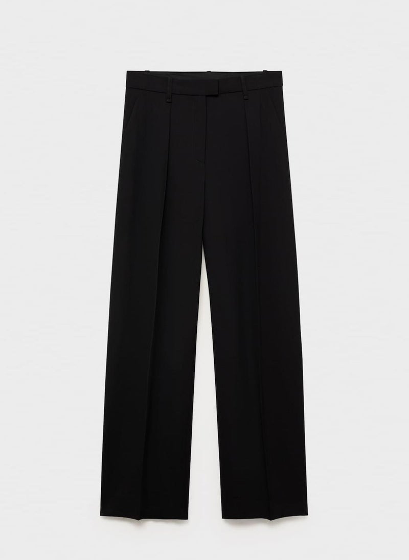 MANGO Straight-Fit Lyocell Trousers With Pleats  - Image 5