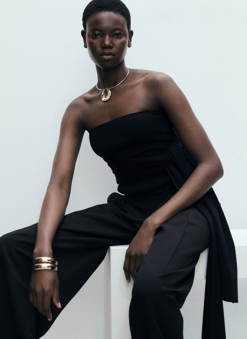 MANGO Straight-Fit Lyocell Trousers With Pleats  - Image 4