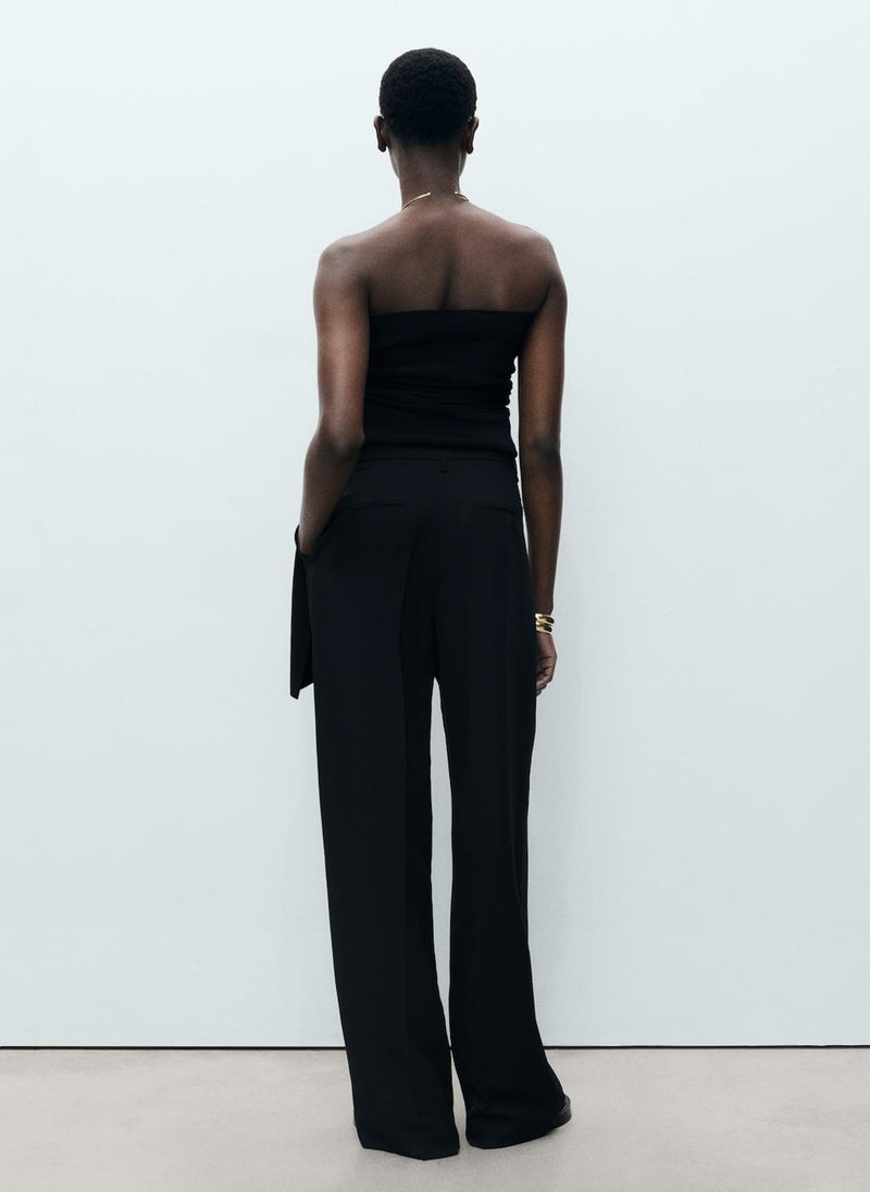 MANGO Straight-Fit Lyocell Trousers With Pleats  - Image 2