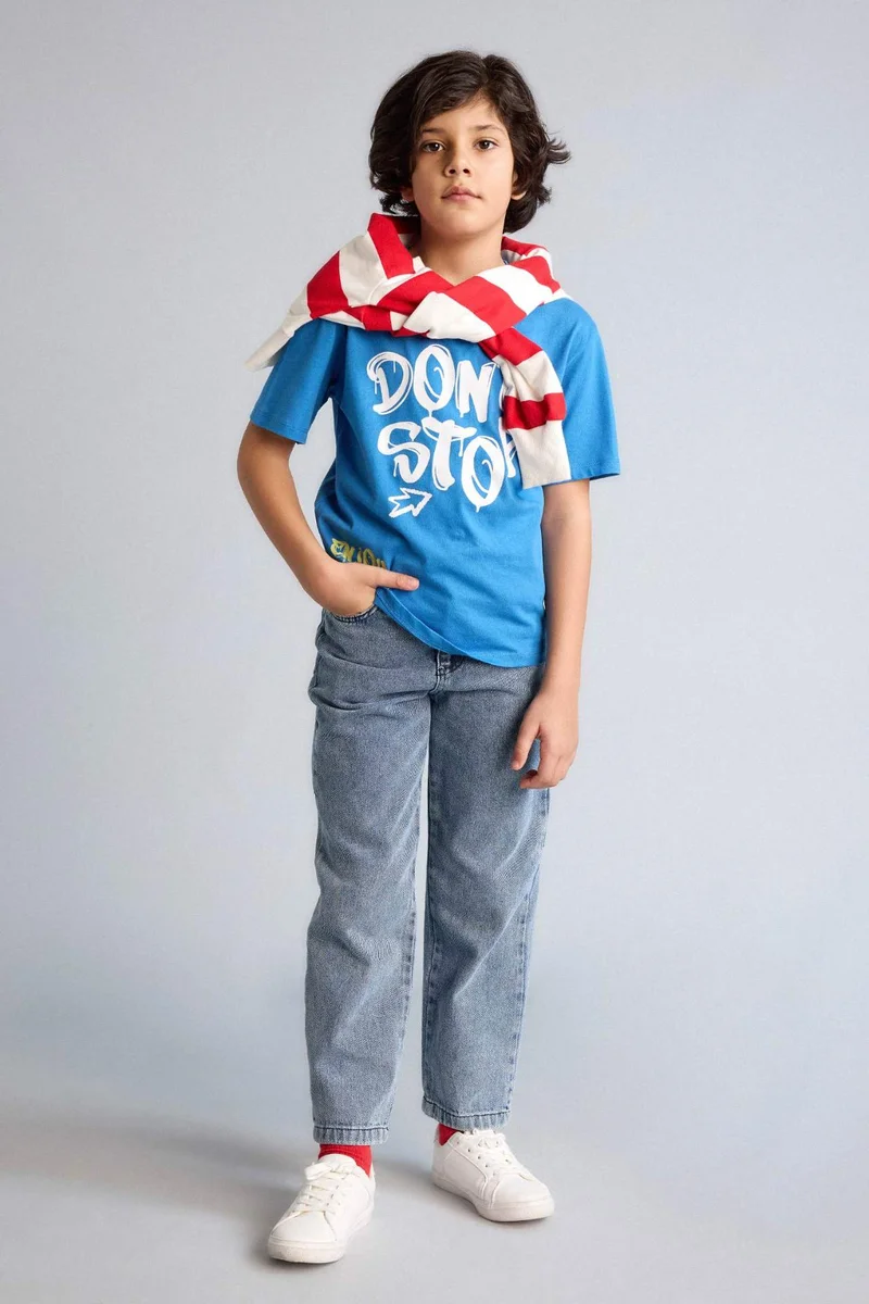 ديفاكتو Regular Fit Printed Short Sleeve T-Shirt