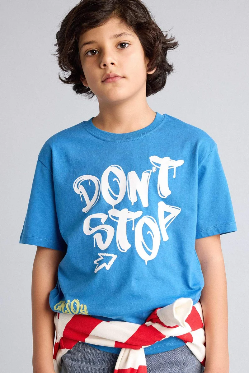 ديفاكتو Regular Fit Printed Short Sleeve T-Shirt