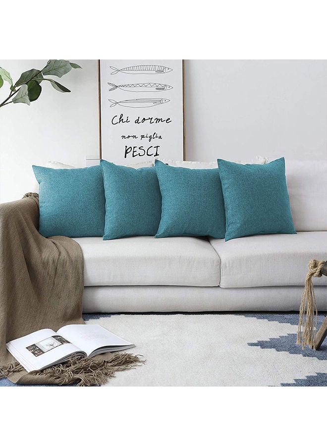 In-House Set of 4 Pieces Square Linen Decorative Cushion with Solid Design and Elegant Colors - Image 1