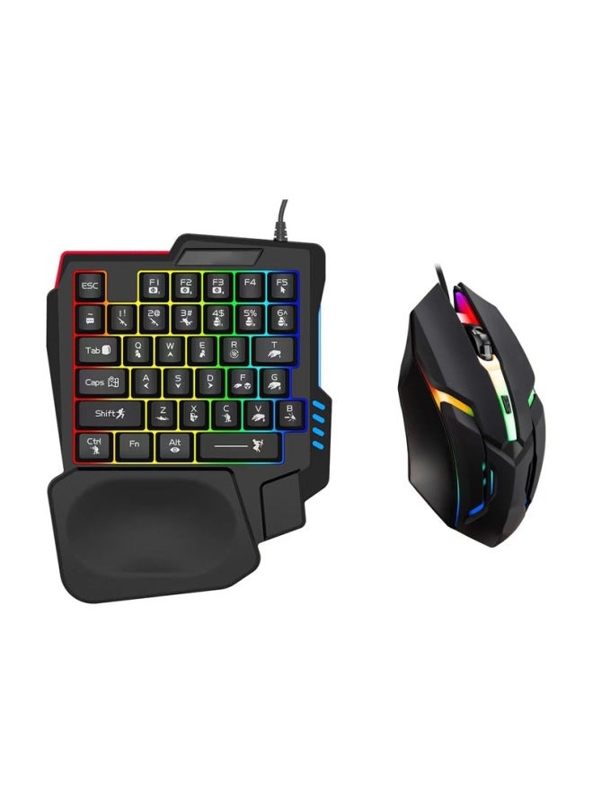K9 One-handed Mechanical Keyboard Throne Chicken Game Hand Tour Computer Luminous Keyboard Peace Elite Pattern 