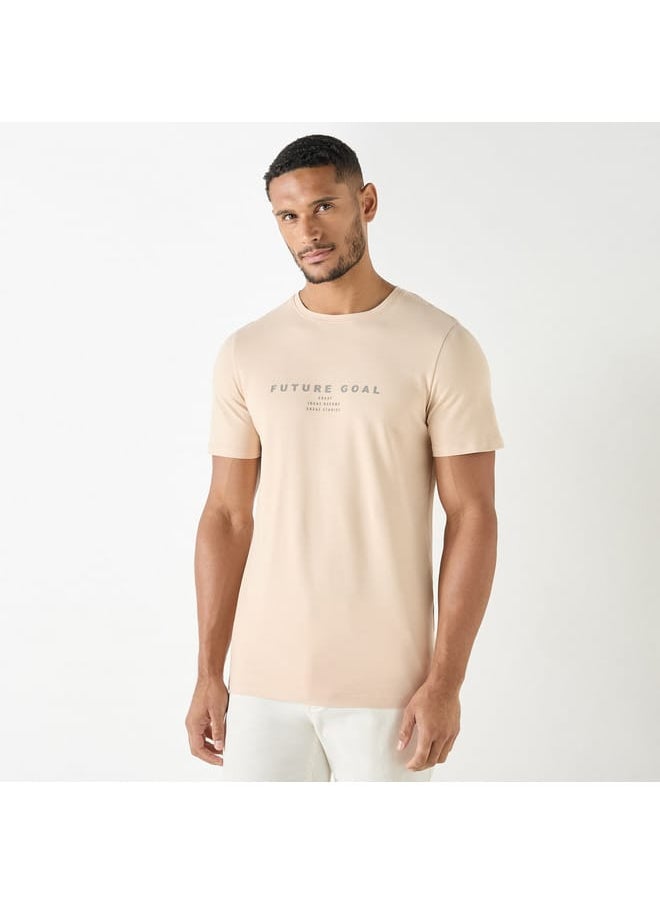 Iconic Slogan Print T-shirt with Short Sleeves and Crew Neck  - Image 1