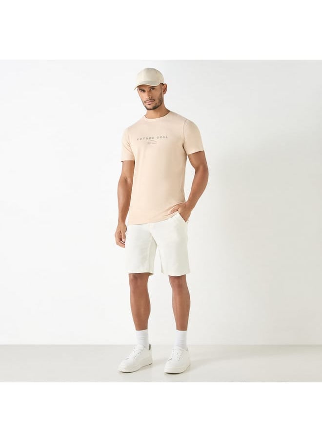 Iconic Slogan Print T-shirt with Short Sleeves and Crew Neck  - Image 2