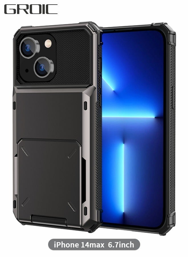 GROIC Compatible with IPhone 14MAX 6.7 Inch Case 5G Wallet Cover 5-Card ID Slot Credit Card Flip Hidden Pocket Dual Layer Hybrid TPU Bumper Armor Protective Hard Shell Back  - Image 1