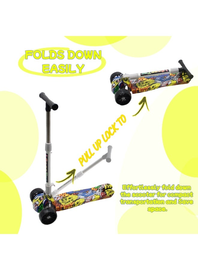 EASY FUTURE LED PU Wheels & Rear Brake Kick Scooter for Kids with Foldable & Height Adjustable Handle, Scooter for 3 to 8 Years Including Protective Gear - Image 3
