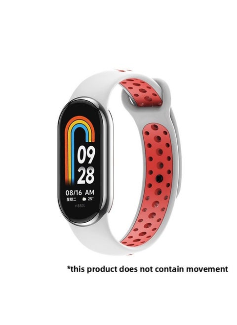 Suitable For Mi Bracelet 8 Strap Sports Style Nike Two-color Breathable Strap Mi8 Band Split Quick Release Wrist Strap-Color:White And Red