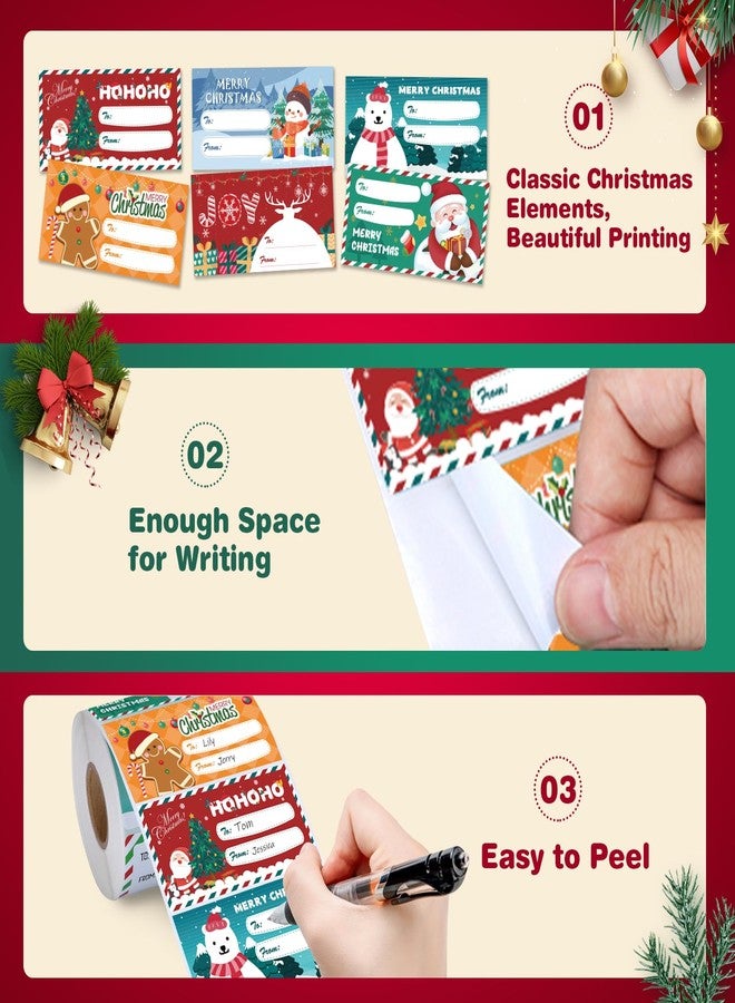 Sensrola 500 PCS Christmas Gift Tags, Christmas Name Tags Stickers, Self-Adhesive Labels for Presents, Bags, Boxes, Wrapping Paper Christmas Decorations - Image 4