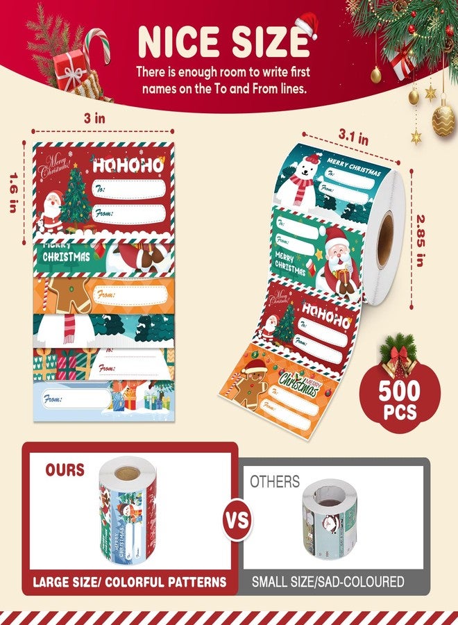Sensrola 500 PCS Christmas Gift Tags, Christmas Name Tags Stickers, Self-Adhesive Labels for Presents, Bags, Boxes, Wrapping Paper Christmas Decorations - Image 2
