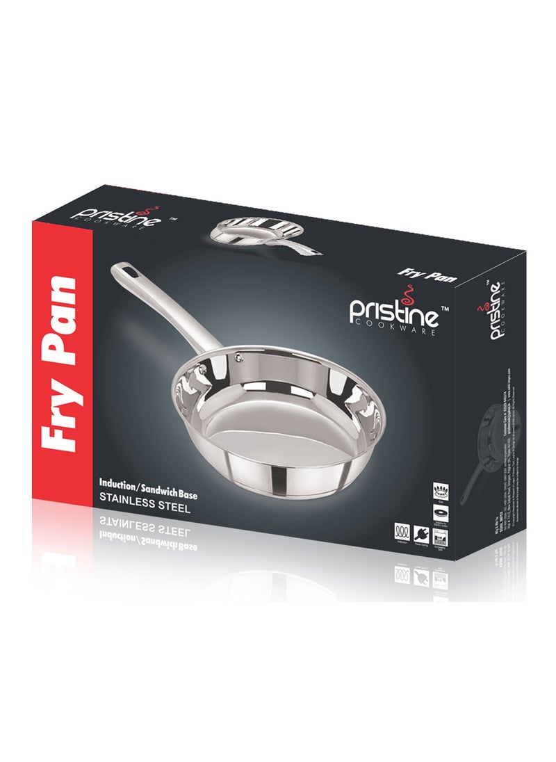 Pristine Pristine Heavy Gauge Induction Compatible Stainless Steel Sandwich Base Long Handle Fry Pan Capacity 2L, (22cm, Silver)  - Image 4