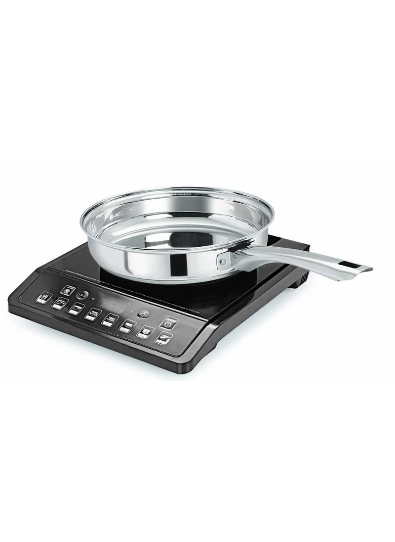 Pristine Pristine Heavy Gauge Induction Compatible Stainless Steel Sandwich Base Long Handle Fry Pan Capacity 2L, (22cm, Silver)  - Image 1