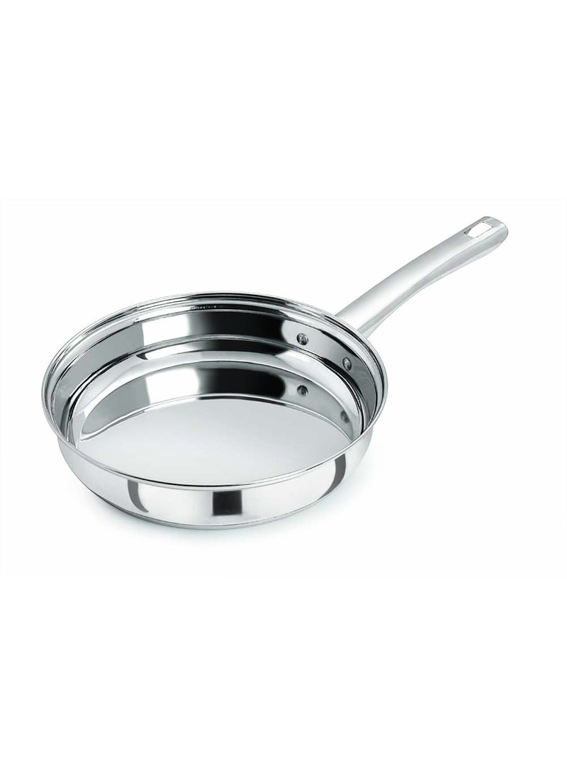 Pristine Pristine Heavy Gauge Induction Compatible Stainless Steel Sandwich Base Long Handle Fry Pan Capacity 2L, (22cm, Silver)  - Image 2