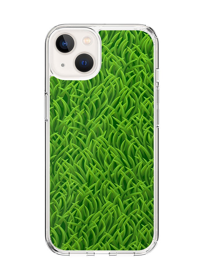 Stylizedd Classic Clear for Apple iPhone 14 Case Hybrid Soft Cover Flexible Edges Anti Drop TPU PC Gel Thin Transparent Cover [ Designed for Apple iPhone 14 ] - Grassy Grass Full Print