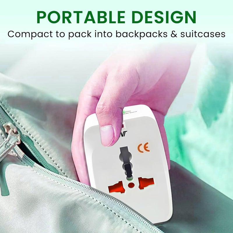 Ant Amigo International Travel Adapter, Worldwide All in One Universal Power Wall Charger AC Power Plug Adapter for USA EU UK AUS Cell Phone Laptop Tablets_ White - Image 5