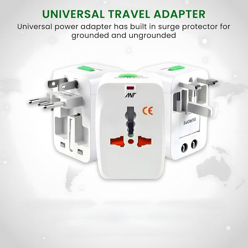 Ant Amigo International Travel Adapter, Worldwide All in One Universal Power Wall Charger AC Power Plug Adapter for USA EU UK AUS Cell Phone Laptop Tablets_ White - Image 4