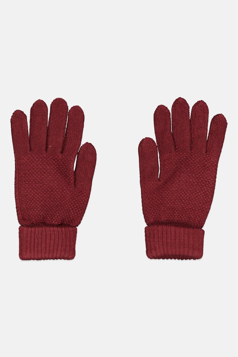 Rampage Women 1 Pair Knitted Gloves, Maroon - Image 1