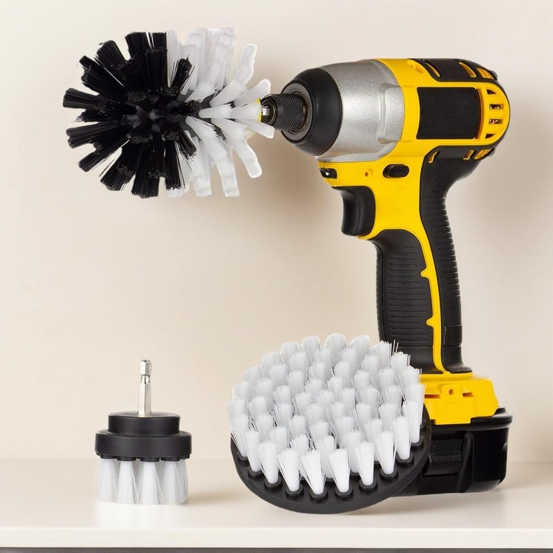 PEIPU Drill Power Cleaning Brush Set of 4, Power Scrubber Brushes with Extended Attachment, All Purpose for Floor, Tub, Shower, Tile, Bathroom and Kitchen Surface (White) - Image 1
