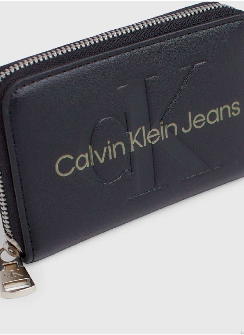 Calvin Klein Jeans - Women's RFID Logo Zip Around Wallet -  premium faux leather, Black - Image 1