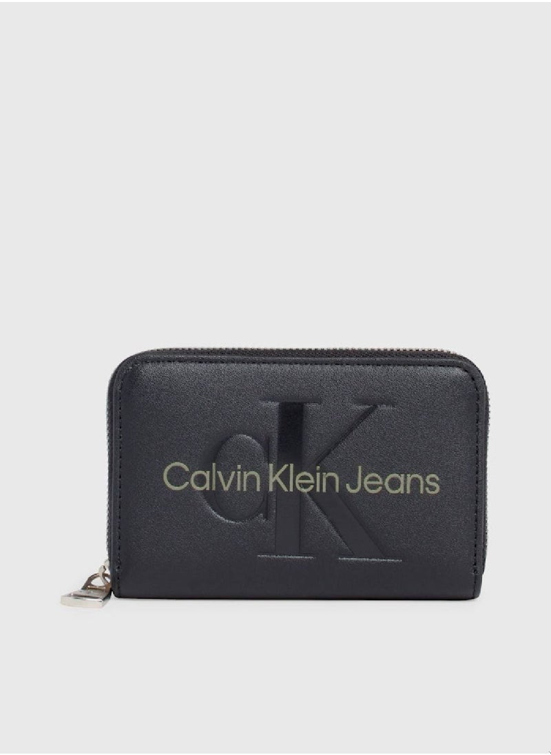 Calvin Klein Jeans - Women's RFID Logo Zip Around Wallet -  premium faux leather, Black - Image 1