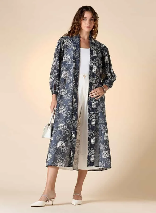 Iconic Iconic Embroidered Open Front Longline Shrug