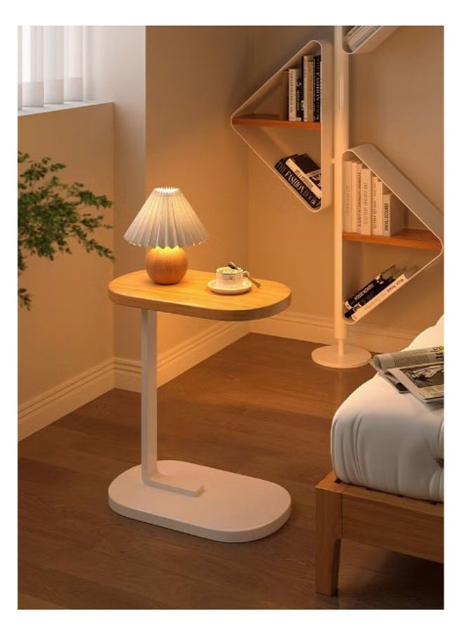 Arabest - C Shaped Side Table Coffee Table End Table Under Sofa Living Room Table Snack Laptop Holder Stable Metal Frame for Bedroom Office Sofa Bed Side Table Easy to assemble (WHITE) - Image 1