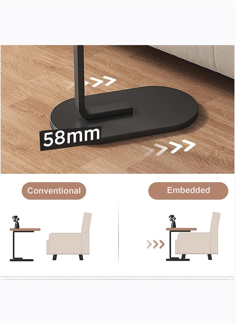 Arabest - C Shaped Side Table Coffee Table End Table Under Sofa Living Room Table Snack Laptop Holder Stable Metal Frame for Bedroom Office Sofa Bed Side Table Easy to assemble (WHITE) - Image 1