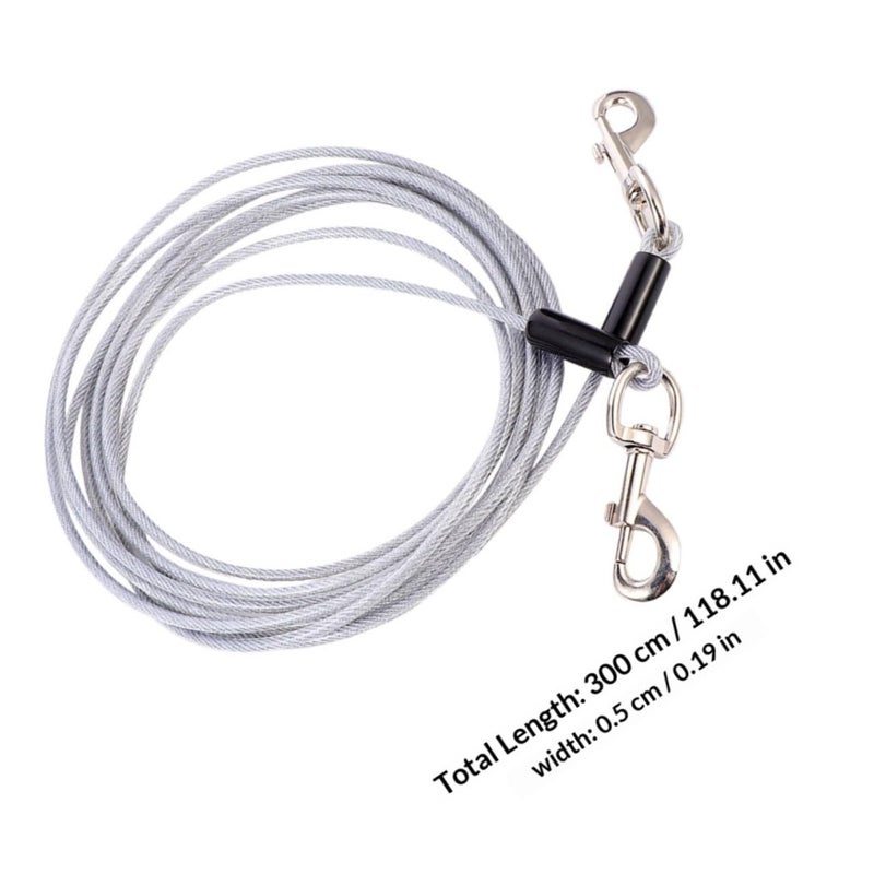 Double Head Dog Training Leash 5mm Steel Wire Rope 3 Meter Extended Outdoor Pet Lead for Medium Large Dogs - Image 3