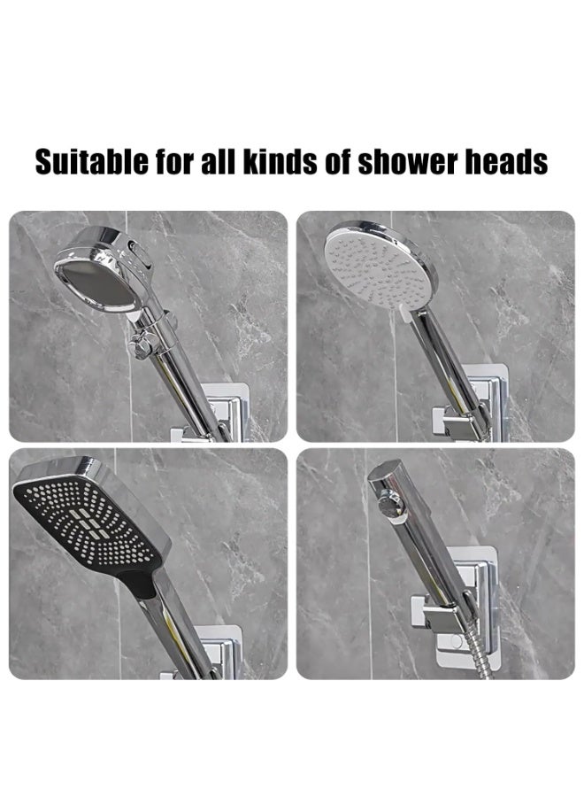 Bukela Pcs Shower Head Holders,Adjustable Strong Paste Shower Holder Bracket,360° Universal Wall Mount Shower Head Holder Replacement Removable Suction Cup Shower Holder for Bathroom (Sliver) - Image 2