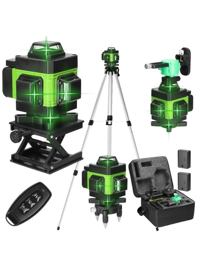 Multifunctional 4D 16 Lines Laser Level 3° Self-leveling Machine USB Rechargeable Battery Leveling Tool with 1.2M 3-Heights Adjustable Alloy Extension Tripod Stand