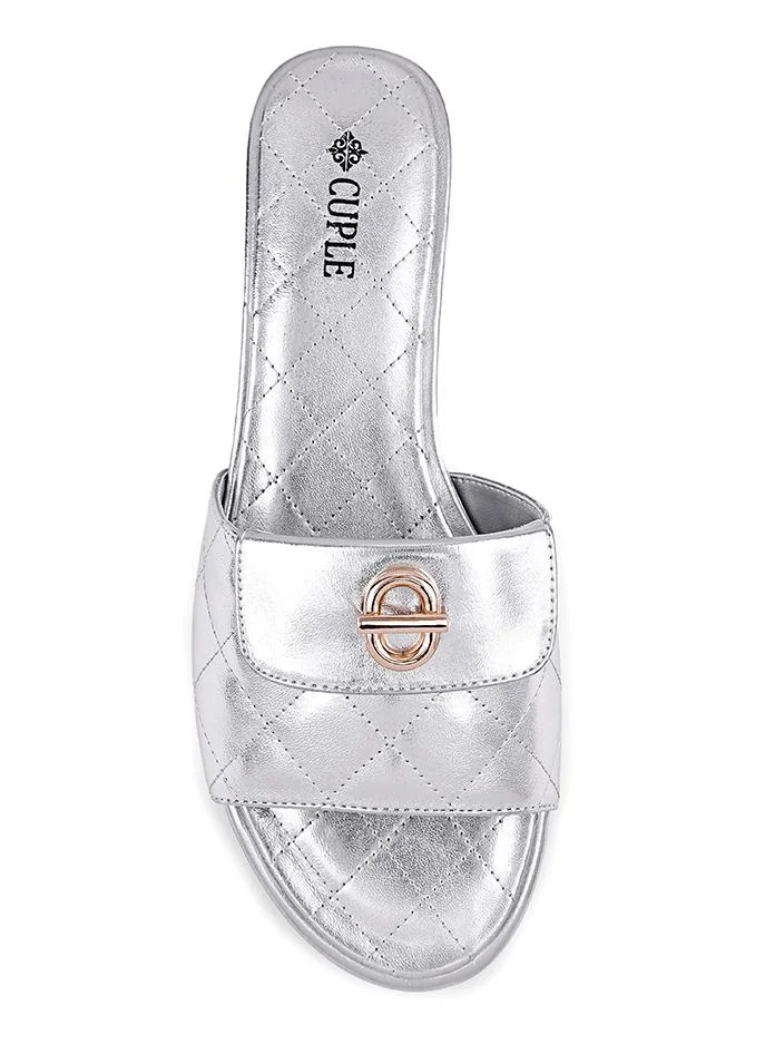 Cuple Black Cuple Embellished Multi Strap Flat Slides for Women | Best Price UAE