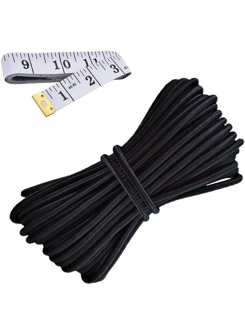 HUNNY- BUNCH - HUNNYBUNCH Premium Round Elastic Rope Bands Super Stretch Cord for Multipurpose Usage Like Sewing Craft DIY and More with Measuring Tape Size 2mm Pack of 10 Meters Black - Image 1