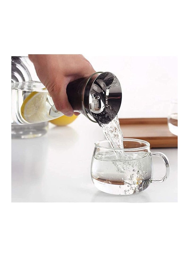 GGEROU Glass Drip-free Carafe with Stainless Steel Flip-top Lid, Hot and Cold Glass Water Pitcher, Tea/Coffee Maker & Cafe, Iced Tea, Beverage Pitcher As Well As for Decanting and Serving Wine 1.6L - Image 5