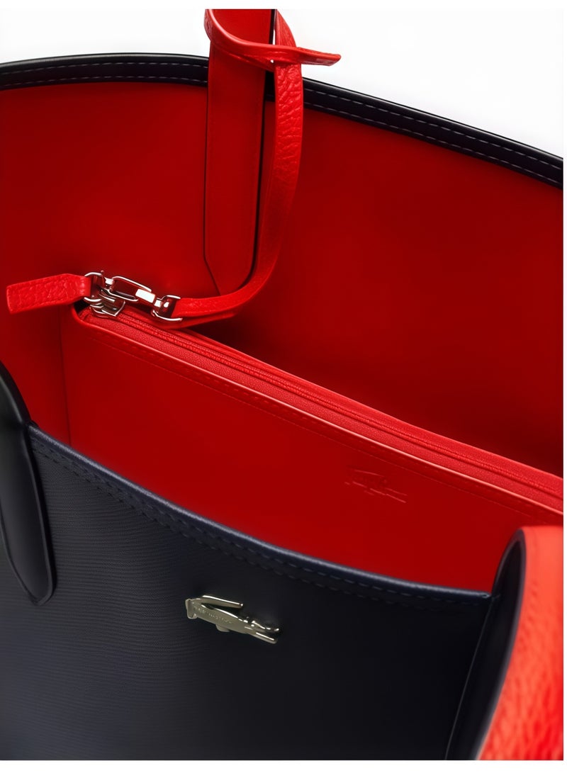 لاكوست حقيبة يد ذات وجهين ذات نغمتين كبيرة السعة، أنيقة متعددة الوظائف، زرقاء اللون وأحمر اللون - Image 5