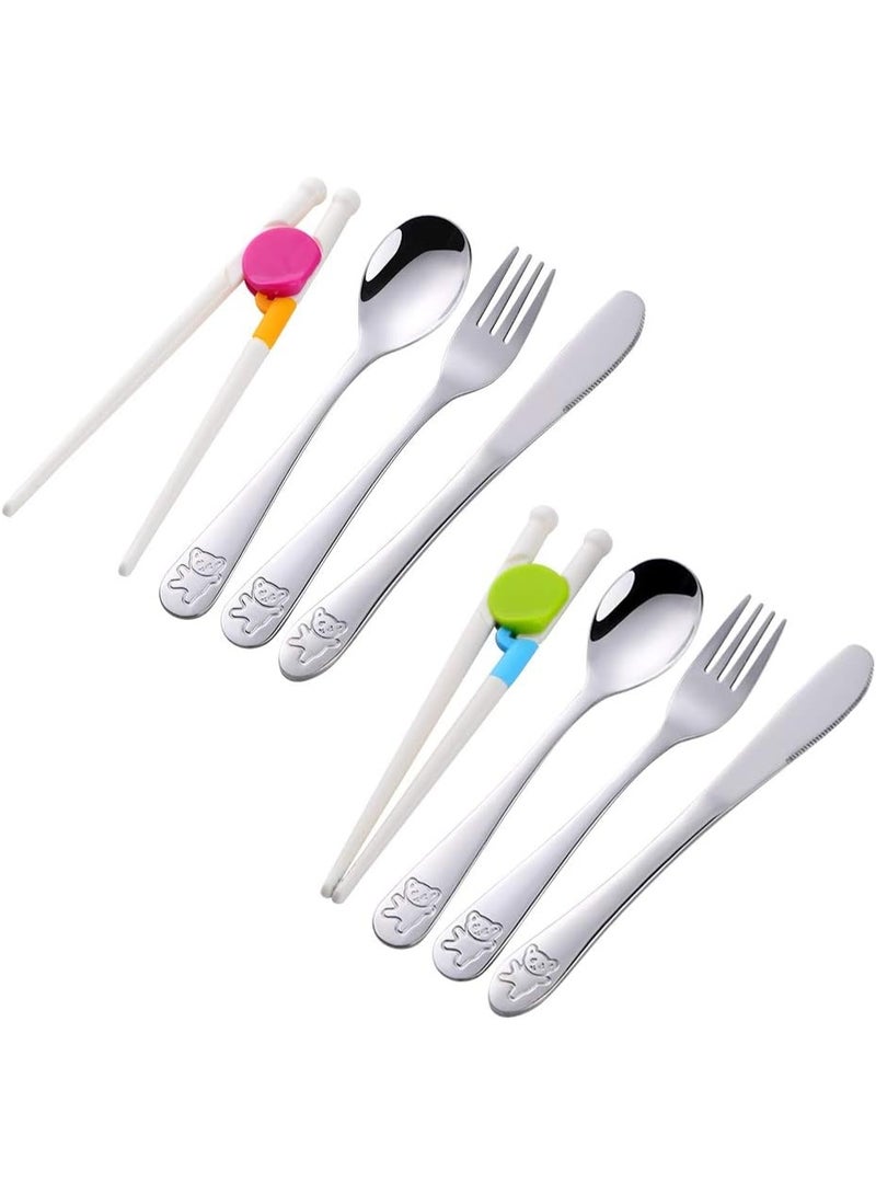 Poylim Kids Silverware, Stainless Steel Children Flatware Set, Toddler Utensils Set of 2, Silver - Image 1