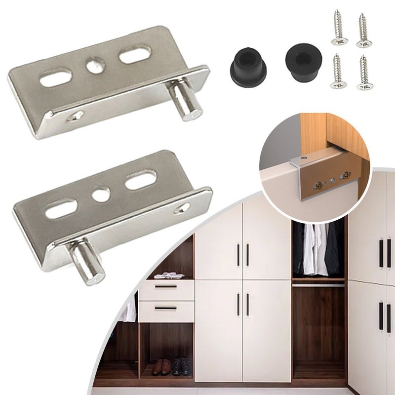 Silvery 8Pcs Iron Hinge Set For Wooden Doors Furniture With Screws - Image 5