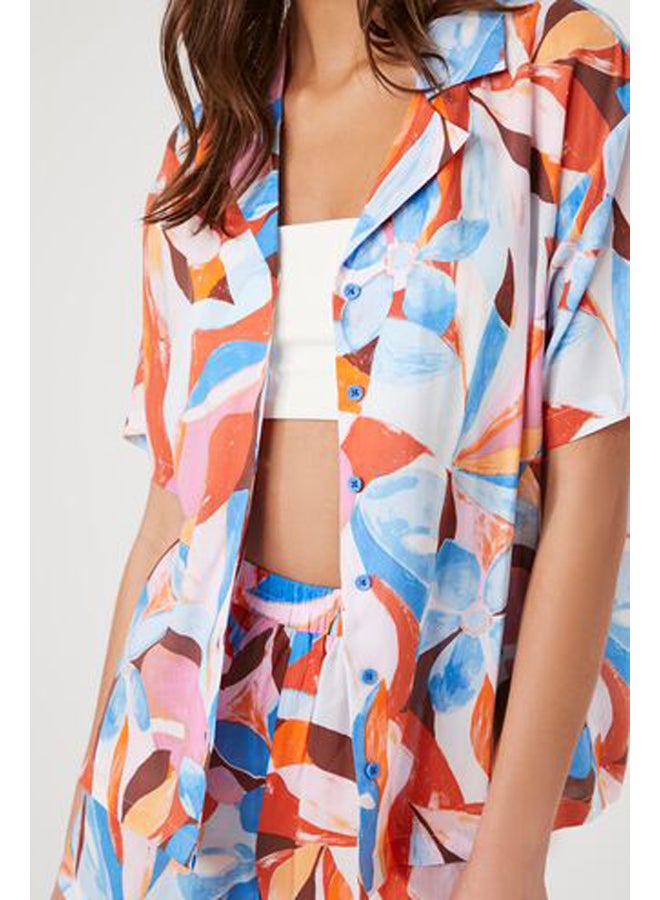 FOREVER 21 Oversized Abstract Floral Print Shirt - Image 5