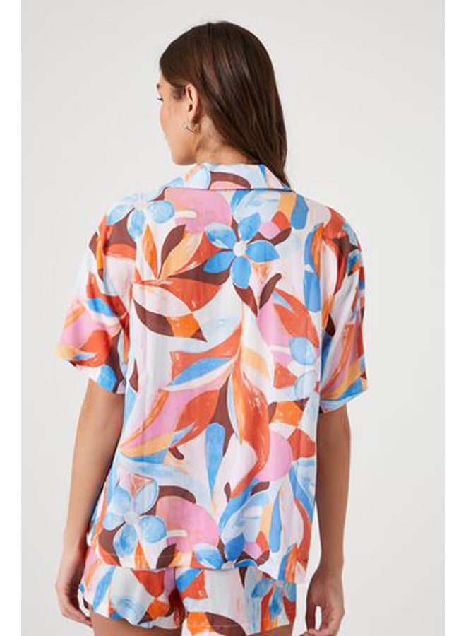 FOREVER 21 Oversized Abstract Floral Print Shirt - Image 3