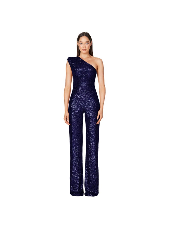 Europe And The United States Women's Jumpsuit Women Summer Sleeveless Shoulder Sequin Jumpsuit