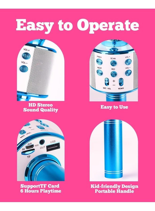 ELTRAZONE 2-Pack Kids Karaoke Microphones - Portable Bluetooth Singing Toys for Girls and Boys, Perfect Birthday Gifts (Blue & Pink) - Image 3