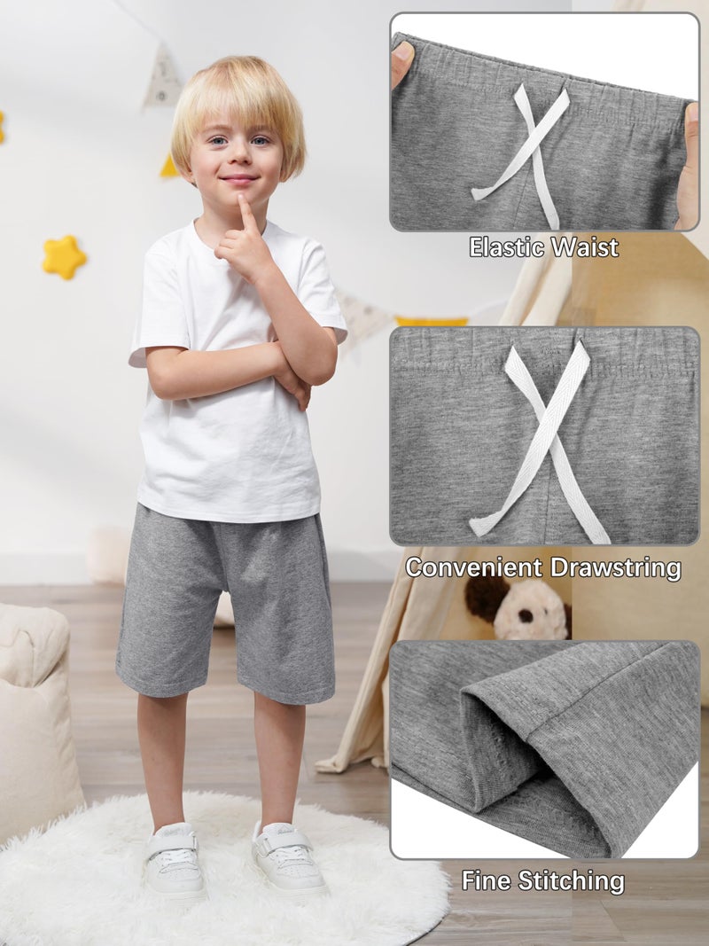 Resinta 4 Pack Toddler Boys Cotton Shorts with Drawstring Boys Casual Short Elastic Waist Pull-on Soft Shorts for Summer - Image 5