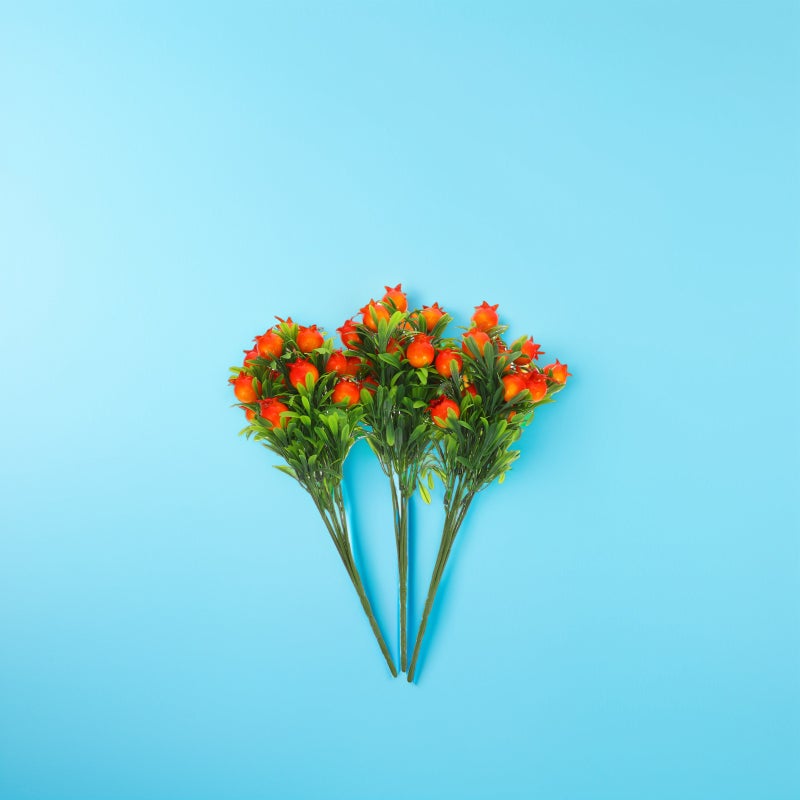 3pcs Fake Pomegranate Branches Realistic Pomegranate Stems Faux Fruit Branches Picks For Arrangements Vase Party Table Decorations - Image 4
