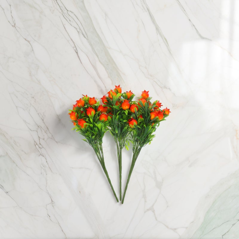 3pcs Fake Pomegranate Branches Realistic Pomegranate Stems Faux Fruit Branches Picks For Arrangements Vase Party Table Decorations - Image 3