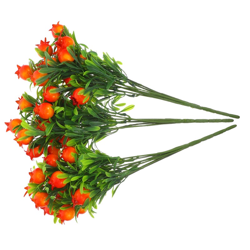 3pcs Fake Pomegranate Branches Realistic Pomegranate Stems Faux Fruit Branches Picks For Arrangements Vase Party Table Decorations - Image 1
